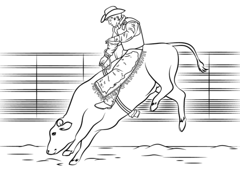 Bull Riding Coloring Page